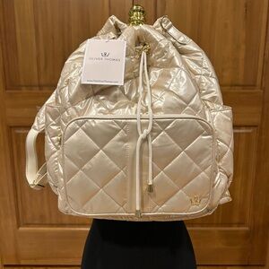 Oliver Thomas Gold Quilted Backpack